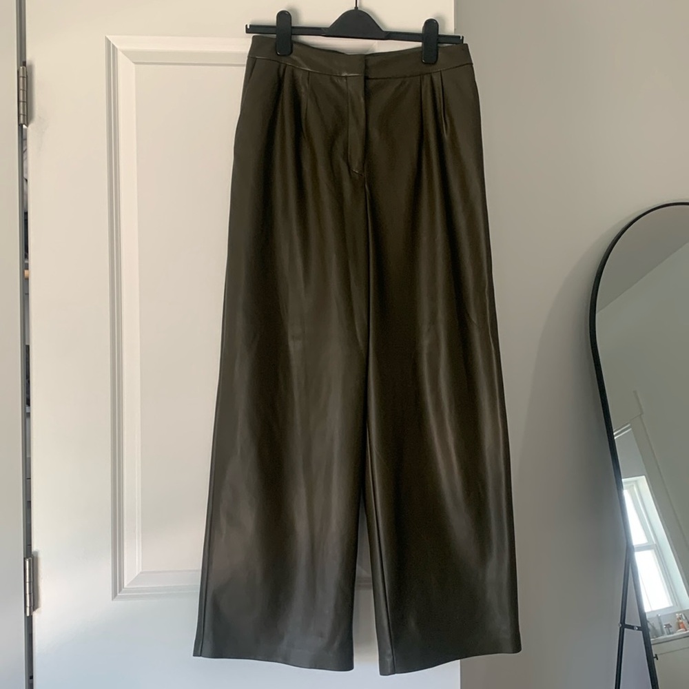 Faux leather wide leg pants